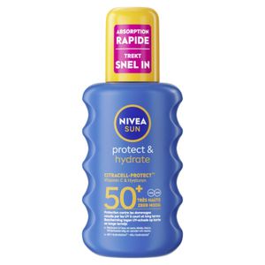 NIVEA SUN Protect & Hydrate - Spray Crème Solaire SPF 50+ - Protection Haute - Vitamine C & Hyaluron