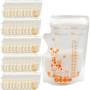 Flushrenic 50 sacs de stockage de lait maternel, stockage du lait maternel, sacs de stockage de lait jetables de 250 ml, sacs à lait maternel, sacs de stockage de lait pour l'allaitement, pour l'allaitement, pochettes de stockage du lait hermétiques pour congélateur