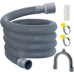 Kit d'extension de tuyau d'évacuation pour lave-linge avec 1 adaptateur et 2 colliers de serrage (2 m).