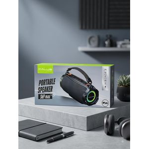 Enceinte Portable Bluetooth CALUS S69 Max - Haut-Parleur Puissant avec Basses Profondes, Éclairage LED RGB, Radio FM, Carte TF, USB & Sangle de Transport