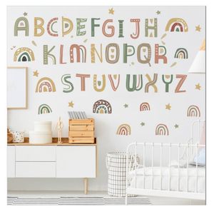 Stickers muraux alphabet et arc-en-ciel pour chambre et salle de jeux d'enfants - Décoration amusante et éducative !