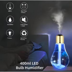 Humidificateur à ampoule LED de 400 ml, Silencieux Rechargeable USB, Purificateur d'Air pour Maison Bureau Chambre