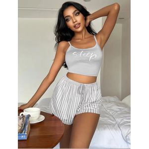 Pyzama femme _ensemble de short avec cordon de serrage _tailles standard _noir 