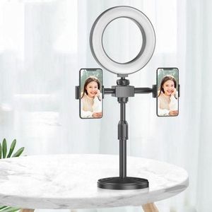 White Label Support De Lampe Annulaire LED 6"Pour Bureau Double Téléphone - Noir