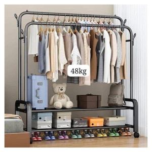 Rangement Penderie une barre pour habits, chaussures double