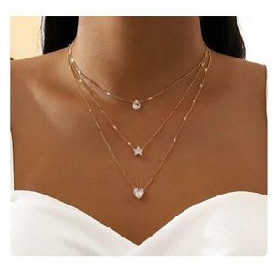 Collier Pendentif Étoile En Forme Cœur.