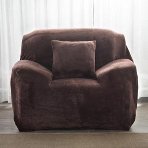 Housse de canapé - Matière: velours - Couleur: marron foncé