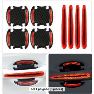 Lot de 8 autocollants de protection poignées de porte voiture en fibre de carbone