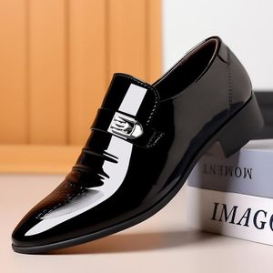 GLARPEBIE Chaussures habillées en Similicuir pour homme, chaussures Oxford formelles pour hommes à lacets pointus - Noir