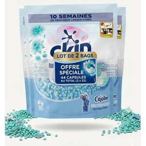 Skip Détergent - Lessive en Capsules Tout-en-1 Eden de Fraîcheur & Cajoline - Lot de 2 (44 Lavages) - 10 Semaines de Fraîcheur