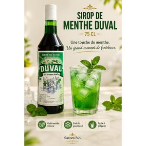 Sirop de Menthe Duval 75 cl – Fraîcheur Instantanée & Goût Menthe Intense
