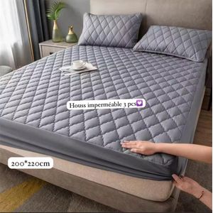 Protège-matelas imperméable, silencieux et silencieux avec poche profonde de 15,2 à 53,3 cm, doux et respirant, anti-saleté, lavable pour maison, chambre à coucher, hôtel (gris)