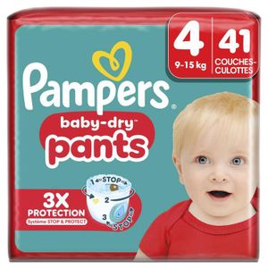 Pampers Pack de 41 Couches-Culottes Baby-Dry Pants - Taille 4 (9-15 kg) - Origine France