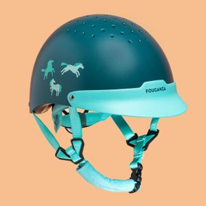 Casque Équitation Enfant - 100 Vert Turquoise