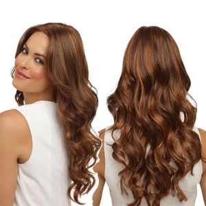 Perruque synthétique à vagues lâches dégradé du marron foncé au marron clair pour femmes | Résistante à la chaleur | Look naturel pour port quotidien et cosplay