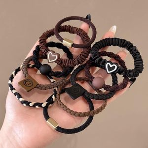 Lot de 10 élastiques à cheveux extensibles pour femme Adaptés à toutes les coiffures – Noir/Marron