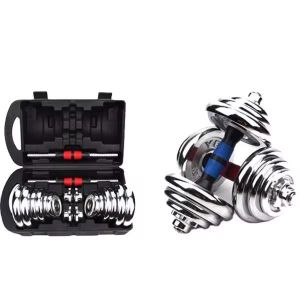 Kit Haltères Chromés Réglables 15KG avec Mallette de Rangement
