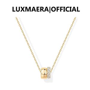 Luxmaera Collier Femme Pendentif Double Anneau, Zircon Cubique Or/Argent