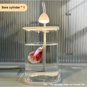 Petit aquarium transparent et ventilé, adapté aux poissons betta, avec couvercle et éclairage LED.