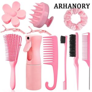 ARHANORY 11 pièces/ensemble Ensemble de brosses à cheveux Kit de bouteilles rechargeables portables pour spray Ensemble de coiffure Brosse Peigne Outil à tresser