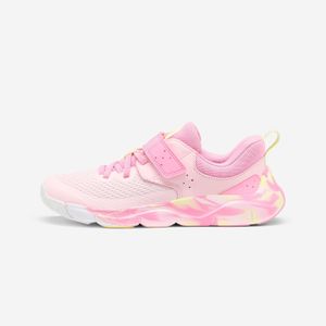 Chaussures à scratch et lacets élastiques enfant, Playful Fast rose et jaune