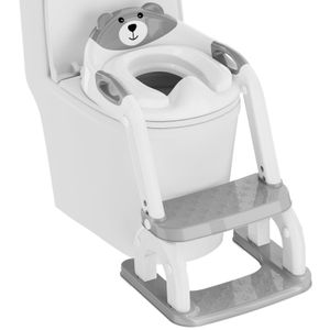 Flushrenic Siège d'entraînement pour enfants, siège d'entraînement pour enfants avec tabouret, avec échelle, avec tabouret réglable, toilette d'entraînement pliable, avec coussin de siège PP, siège d'entraînement pour toilette pour enfants