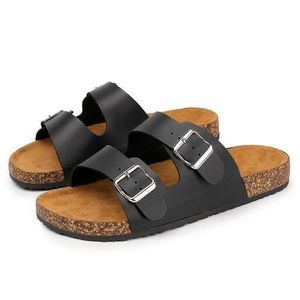 SHJO Claquettes Homme Synthétique Confortable Double Boucle Été Plage Mode Hommes Chaussures - Noir
