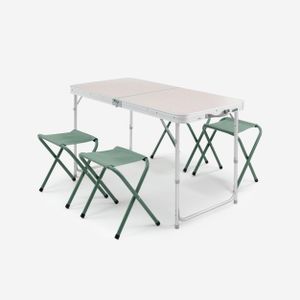 Quechua Table de camping pliante, 4 tabourets, 4 à 6 personnes