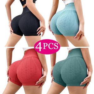 4 pieces Ladies Biker Shorts Casual Yoga Shorts Seamless Scrunch Gym Running Active Short- Multicolour