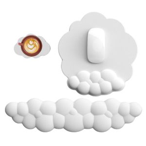 Flushrenic Set de repose-poignet clavier 3 pièces, support de repose-poignet en forme de nuage mignon, set de repose-poignet de nuage clavier, repose-poignet de nuage antidérapant en mousse PU, repose-poignet mousse clavier ergonomique, souple et élastique