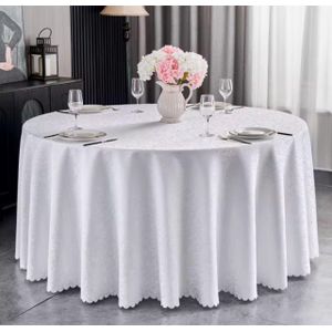NAPPE JACQUARD BLANC COLLECTION LUXE AVEC 10 TORCHONS INCLUS