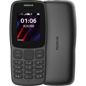 Nokia 106 Dual Sim Ecran 1,8" - MicroSD, avec lampe torche LED - Radio FM, lecteur MP3 4G - Noir - 