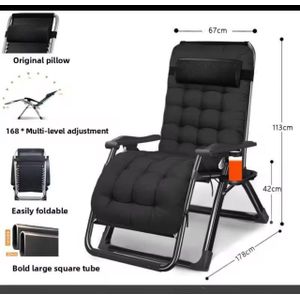 Chaise Pliante et Inclinable - 154 x 65 x 82,5 cm - Noir