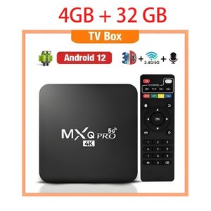 Boîtier TV MXQ Pro Android 12, 4 Go de RAM, 32 Go de mémoire interne, 4K Ultra HD, double connexion Wi-Fi 2,4 GHz/5 GHz, lecteur multimédia intelligent