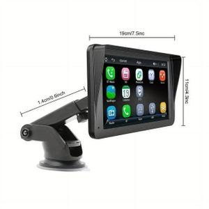 Un écran multimédia universel de 7 pouces en véhicule avec écran tactile qui prend en charge Android Auto/Carplay, Bluetooth 5.0, Mirror Link/Google Assistant et Siri Assistant, et peut être monté sur le tableau de bord ou le pare-brise.