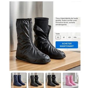 Chaussures imperméables à fermeture éclair pour chaussures de pluie, couvre-chaussures montantes anti-dérapantes, couvre-bottes pour chaussures de pluie