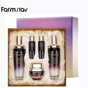 Farmstay FARMSTAY GRAPE STEM CELL SKIN CARE 5SET - 5 pieces - Box de soins hydratants (toner + emulsion + creme). Anti-Age, eclat, hydratation et reparation de la barriere.