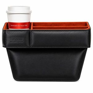 White Label Organisateur d'Interstice de Siège Auto avec Porte-Gobelet en Cuir Premium - ZHUSE