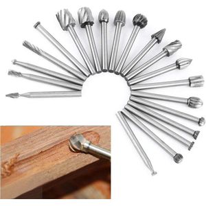 Ensemble de 20pcs fraises rotatives en acier rapide, tige de 1/8 pouce 3mm, tête de meulage diamant