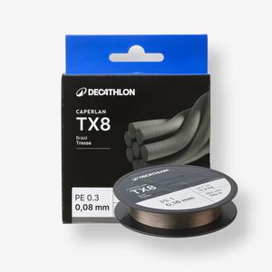 Caperlan Tresse pêche aux leurres 8 brins TX8 Gris