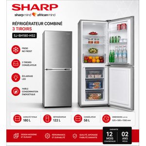 Sharp Réfrigérateur COMBINÉ 3 tiroirs SJ-BH180-HS2