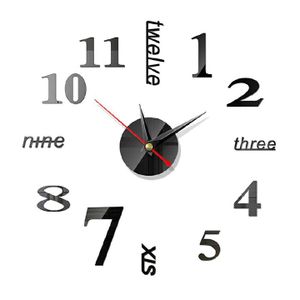 Horloge murale bricolage miroir autocollants muraux horloge murale sans cadre horloges murales numériques bricolage acrylique autocollants muraux quartz horloge silencieuse pour la maison