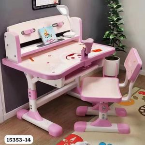 Table Educative Pour Enfants - Rose - Ensemble Bureau + Chaise Table d'étude pour Enfant  avec Casiers et Etagère