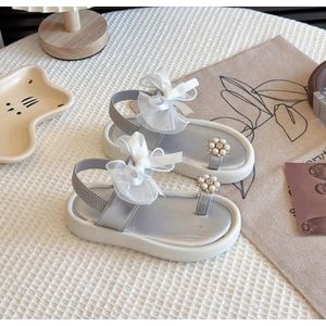 SANDALES FILLE ÉLEGANTES  NOEUD ORGANZA & PERLES BLANCHES