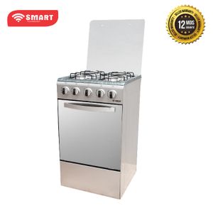 SMART TECHNOLOGY Cuisinière à Gaz - STC-5050s - 4 Feux Inox -Four - Allumage automatique - 50x50Cm - Inox