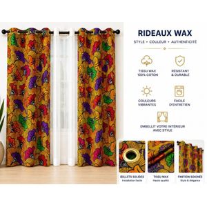 Rideaux Wax Premium –100% Coton - Design Africain Vibrant 3 pièces