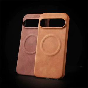Google Pixel Etui de protection premium 10 PRO avec finition en cuir dain couleur marron clair