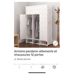 Armoire Penderie 3 Battants Plastique 