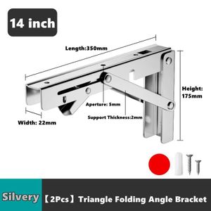 Lot de 2 supports d'étagère pliables en acier inoxydable robuste, support pliable pour étagère, gain de place, à monter soi-même
