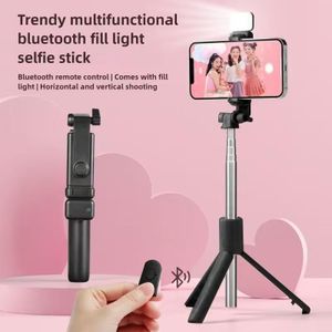 SUNDASELF Perche à selfie multifonctions sans fil Bluetooth extensible R1S PLUS longueur 100 CM Trépied + Lumière intégrée + Télécommande obturateur